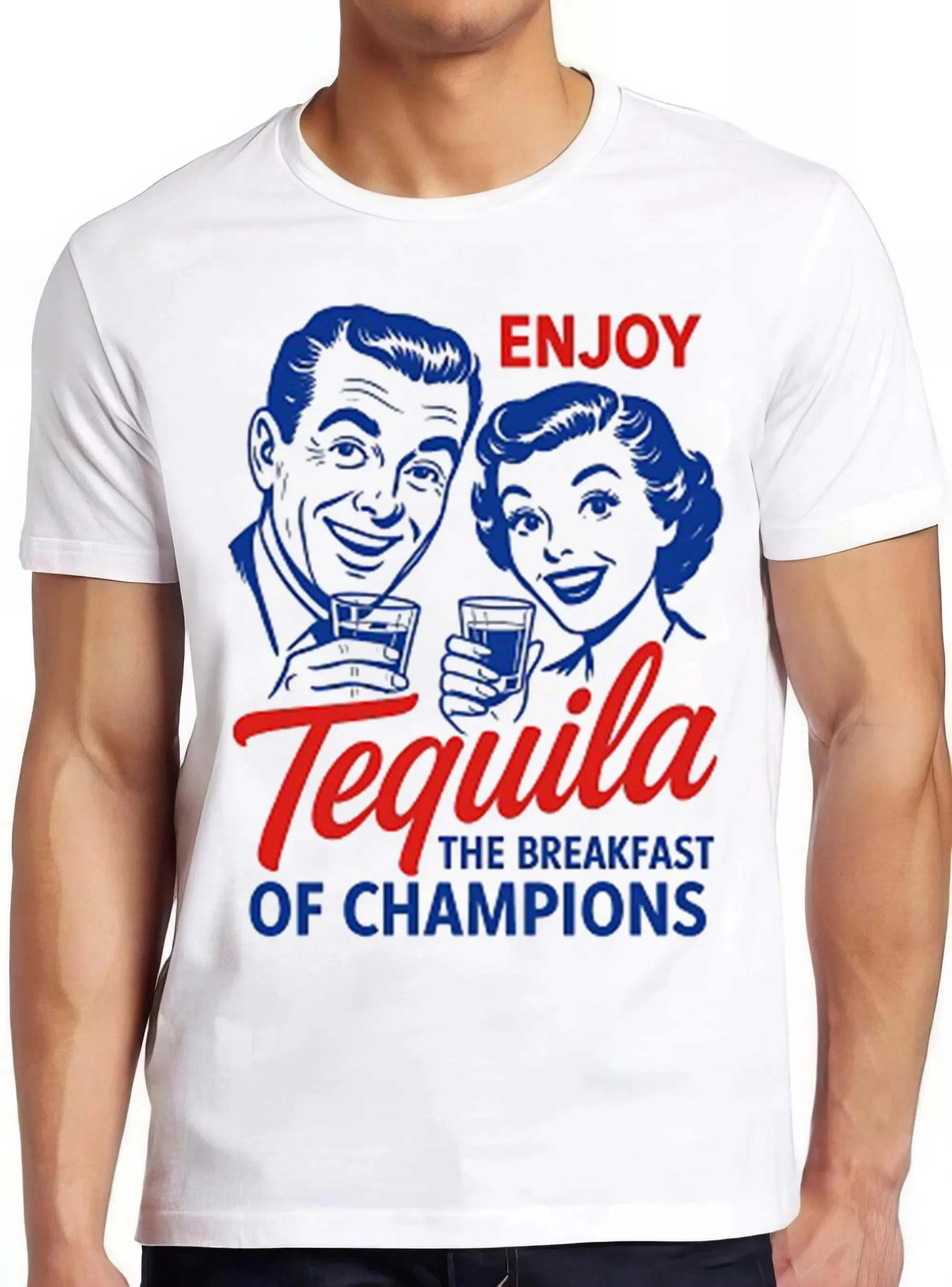 T-shirt Enjoy Tequila The Breakfast of Champions pour homme, col rond, manches courtes, décontracté, mode Harajuku, streetwear, été