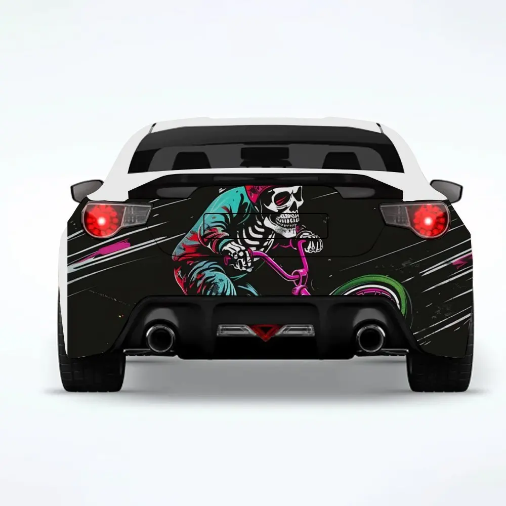 

Skull BMX Stunt Cool Car StickerVinyl Decal for Car Rear, Waterproof Self-Adhesive Vinyl Stickers for Vehicle Tail & Bumper, Dec