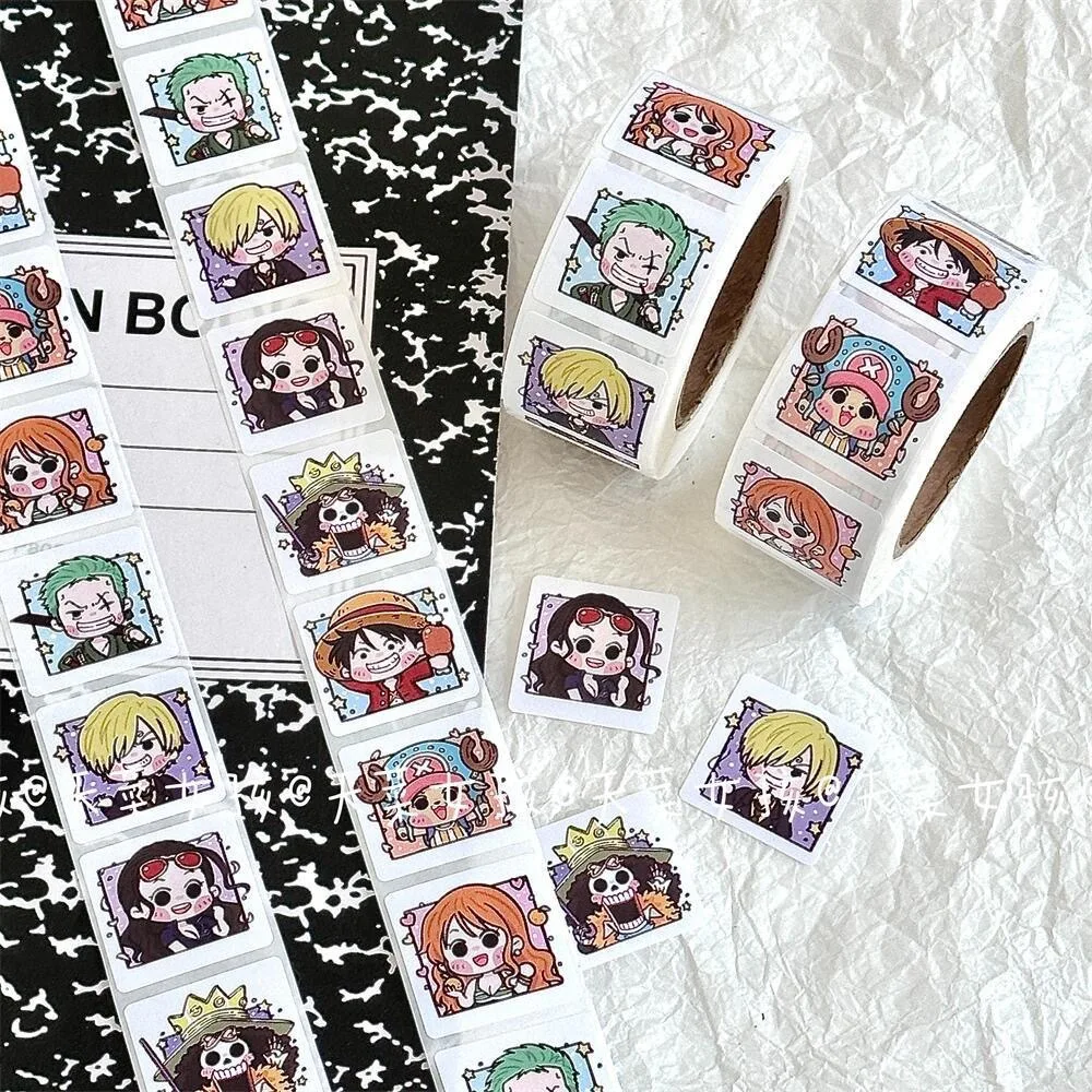 500pcs One Piece Tape Stickers Whole Volume Anime Cartoon Creative Decorative Sealing Stickers Card Wall Stickers Roll Stickers