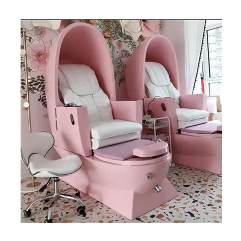 

Luxury Egg Shape Pink Pedicure Chair Beauty Salon Furniture Foot Spa Massage Chair Pedicure