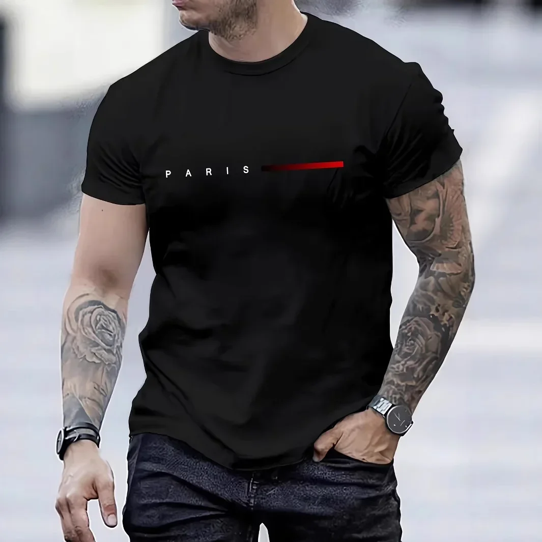 110-180 キロメンズ Tシャツルーズフィットフルコットンラウンドネック半袖 Tシャツカジュアル通気性快適なプリントトップ男性服