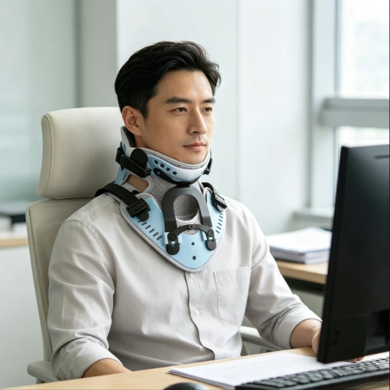 Unisex Neck Brace Support Orthosis, Adjustable Cervical Collar, Fixable Posture Corrector, Pain Relief, Traction Spine Alignment