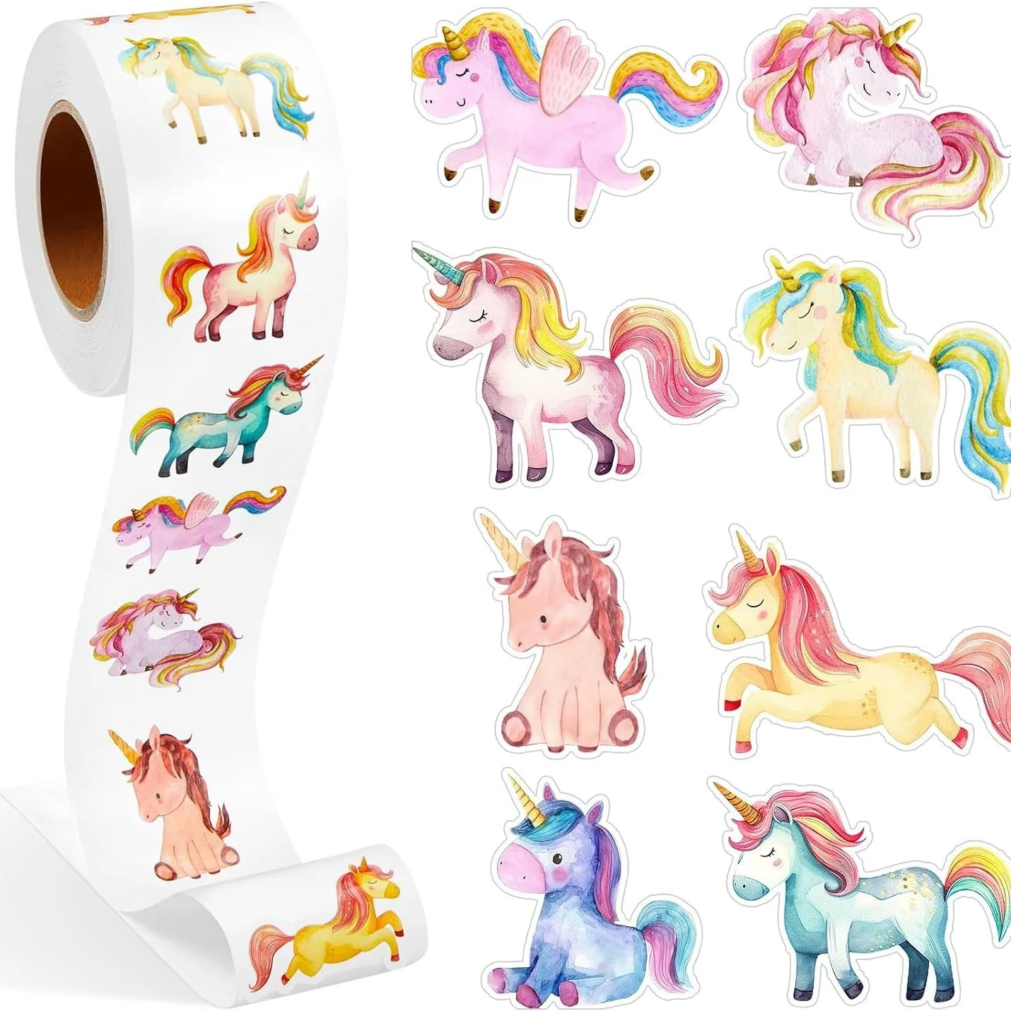 500 peças/1 rolo 2.5cm/1 polegada animais dos desenhos animados cavalo adesivo decoração caixa de presente etiqueta papelaria adesivo