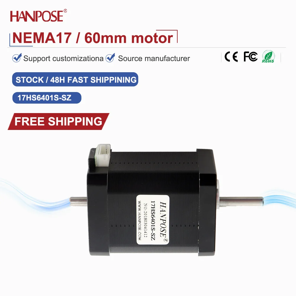 

Двухосевой шаговый двигатель NEMA17 0,7 Нм 1,5 А 17HS6401S-SZ 3D-печать Высокая точность и быстрая скорость работы для станков с ЧПУ