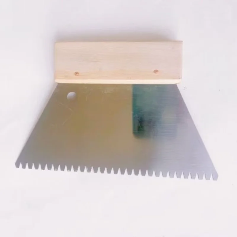 Raspador de dientes en forma de V de 18CM: herramienta con mango de madera para adhesivo de suelo de PVC y mortero de azulejos