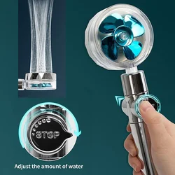 Pressurized Shower Head Water Saving 360 Rotating Twin Turbo Pressurized Propeller Fan Shower Head Bathroom Accessories
