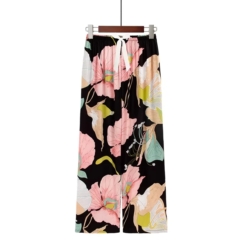 

S-6XL Plus Size Women Pajama Set Bow Wide Leg Pants Homewear Pajama Shorts Pants