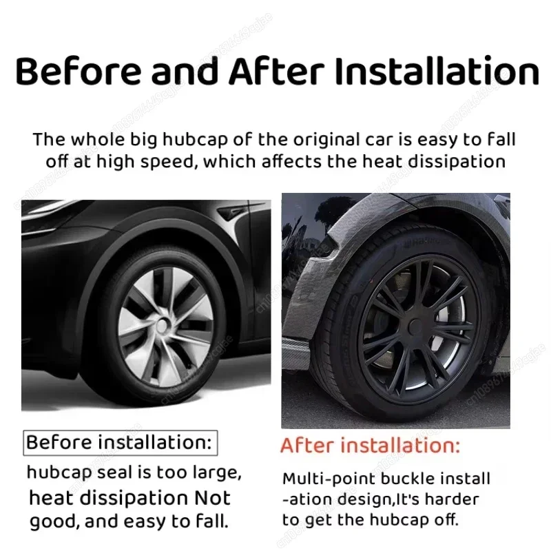 

19 Inch HubCap Performance Automobile Replacemen Hub Cap Full Rim Cover Matte Black For Tesla Model Y Wheel Caps 2020-2024