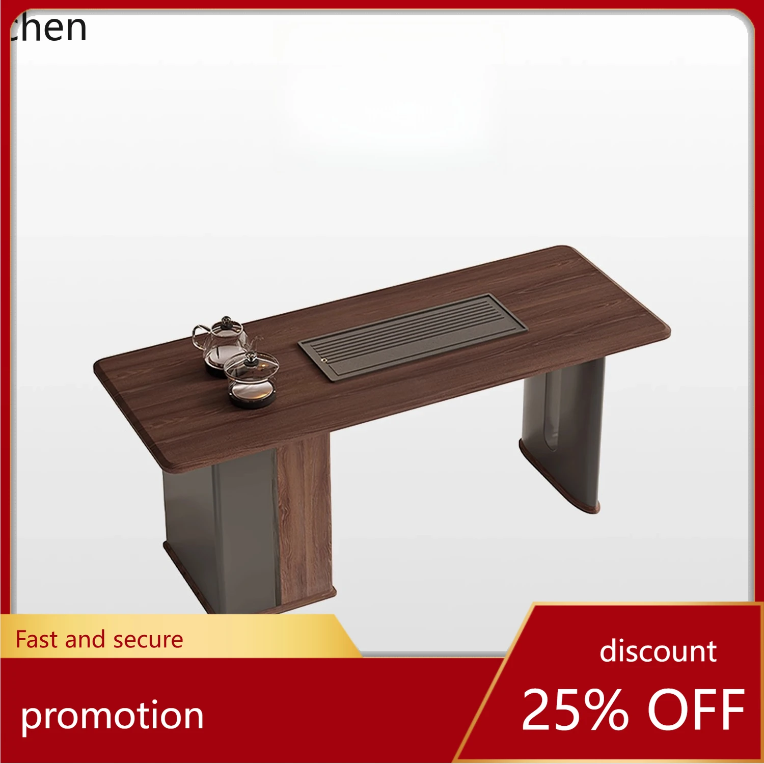 

CZ Living Room Home Office Tea Set Walnut Solid Wood High-end Tea Table with Integrated Kettle Fully Automatic Tea Table