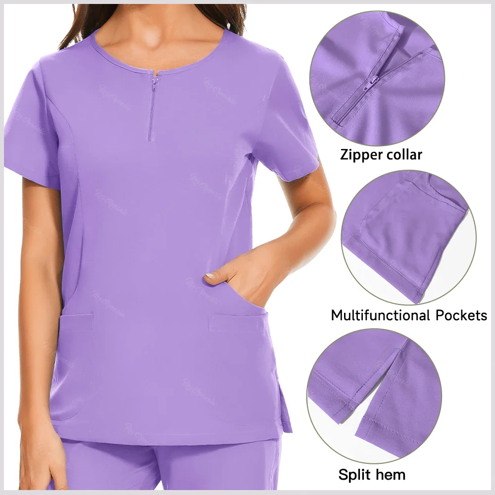 Uniformes cirúrgicos femininos, Conjuntos de enfermagem, Pocket Top, Calças de corrida, Uniformes de enfermeira médica, Scrubs, Salão de beleza clínica, Ternos hospitalares