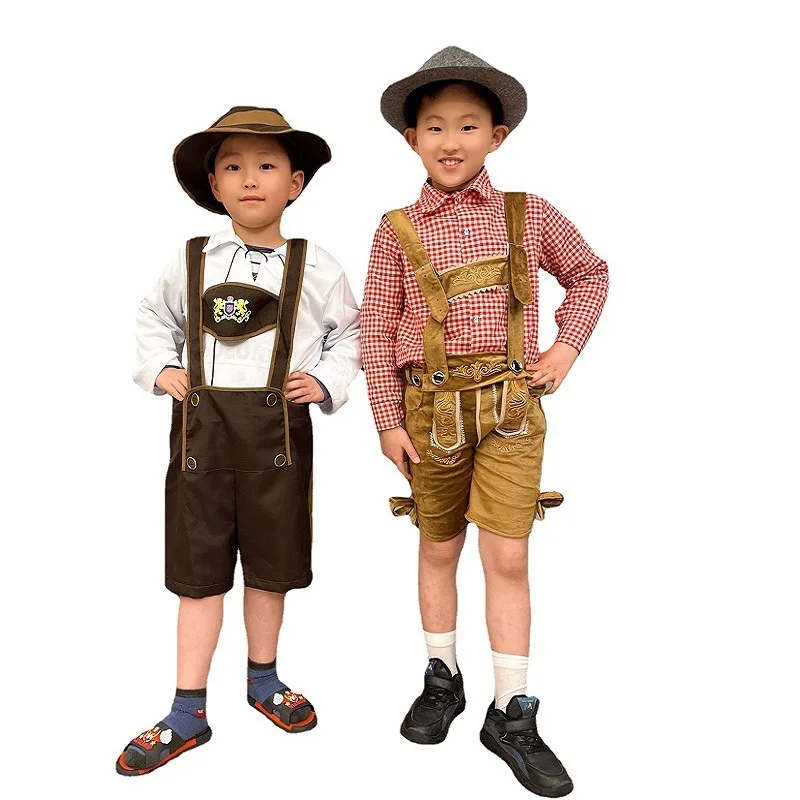 Kids Oktoberfest Costume Boys Beer Festival Suit Halloween Costume Role Play German Clothes Bavaria Beer Party Munich Costume