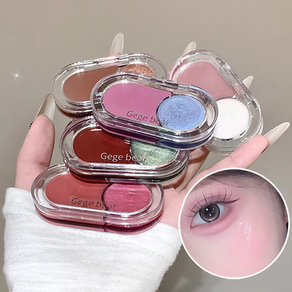 Gege Bear Two Color highting Blush Cream Dual-use Brighten Lip Cream Blush Natural Cheek Tint Waterproof Contouring Makeup