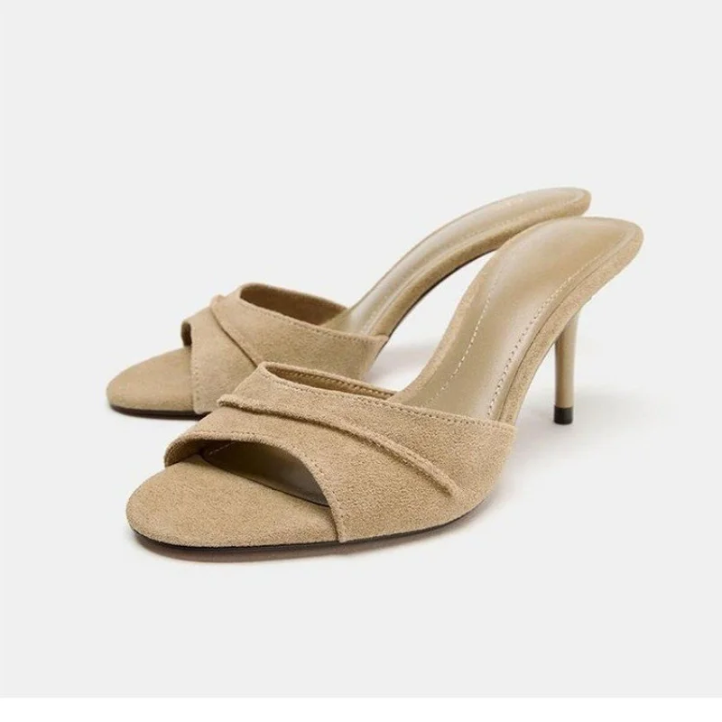 Modische und Beliebte Casual Damen-Pantoletten mit Fischmaul-Design, Neue Elegante/Sexy Spitze Bankett-Hochhackige Pantoletten für den Sommer