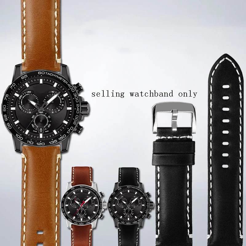 Vintage leather watchband strap 22mm for TISSOT Sago series men's wristband T125.617 watch chain accessories quick removal tools