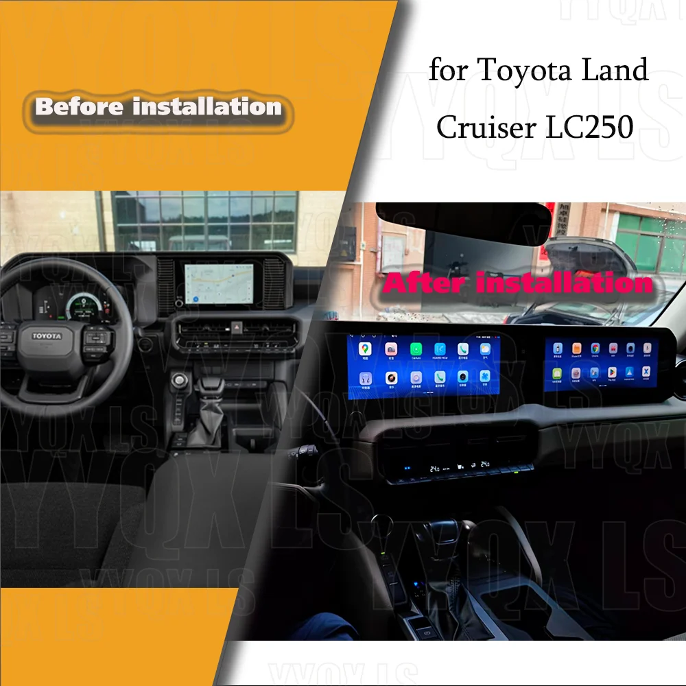 12.3Inch Qled screen For Toyota Prado Land Cruiser 250 Lc250 2023-2025 Android 14 Car Multimedia Video Player Navigation CarPlay