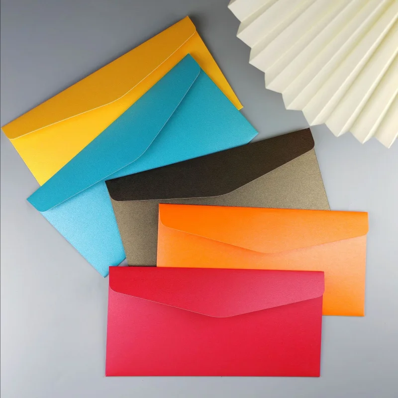 Custom Thickened Western Style Blank Pearl Paper Colorful Envelopes Custom Gold Stamping Greeting Cards Invitations Membership S