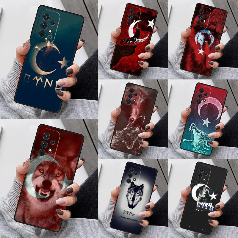 Turkey Turkish Flag Wolf Phone Case For Samsung Galaxy S25 S23 S30 S8 S21 S20 FE S24 S22 Note 10 20 Plus lite Ultra