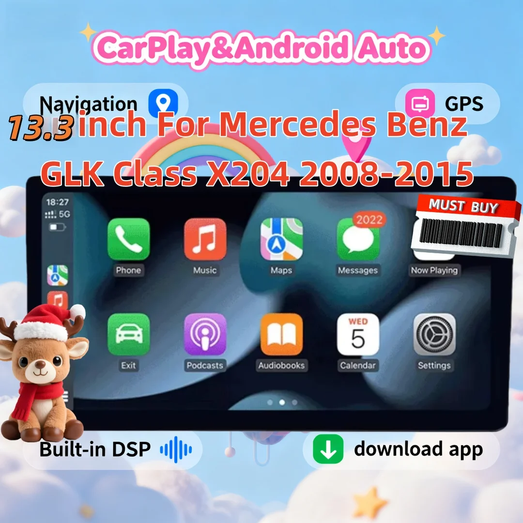 Multimedia Player Wireless CarPlay For Mercedes Benz GLK Class X204 2008-2015 Android Car Radio Audio Bluetooth Navigation GPS