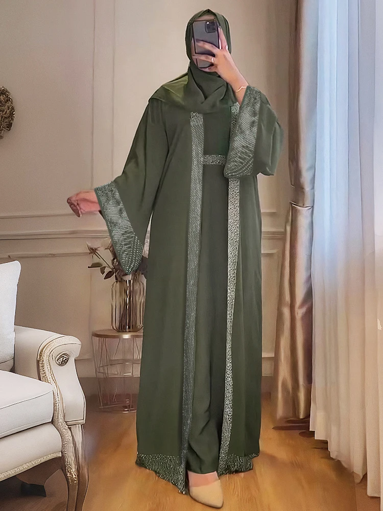 Abaya Dubai Turkey Muslim Hijab Dress Elegant Long Sleeve Maxi Robe Ladies Islamic Clothing Party Evening Gown Caftan Marocain