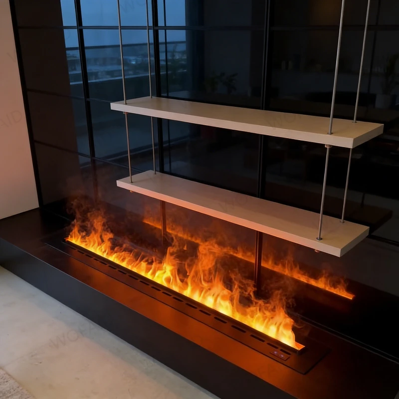 

Современная электрическая встраиваемая каминная топка – технология ультразвукового распыления пара с охлаждающей поверхностью, безопасна для семей с детьми.