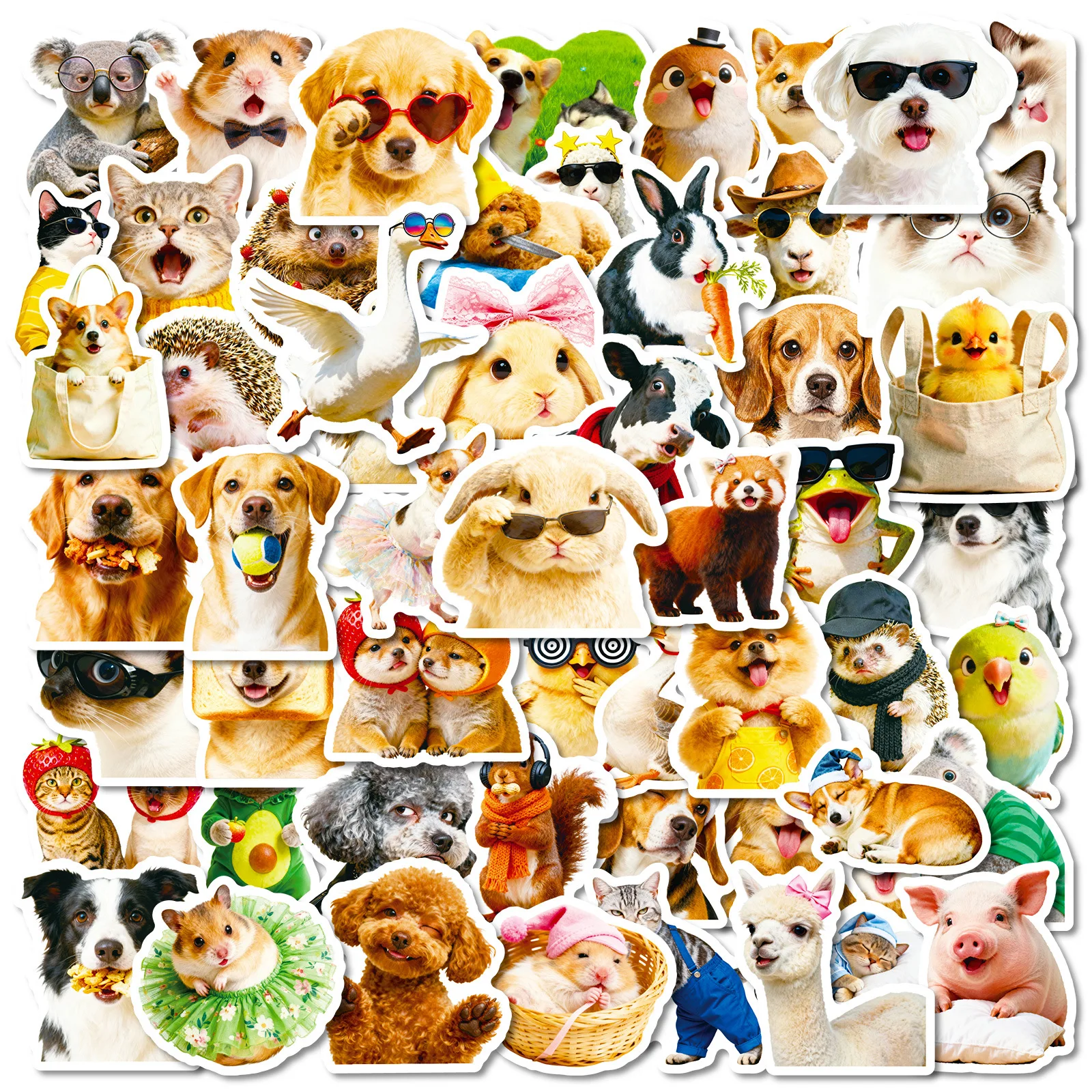 10/56PCS Nette Tier Cartoon Aufkleber Kawaii Hund Katze Graffiti Dekoration DIY Spielzeug Kühlschrank Laptop Gitarre Auto fahrrad Skateboard Aufkleber