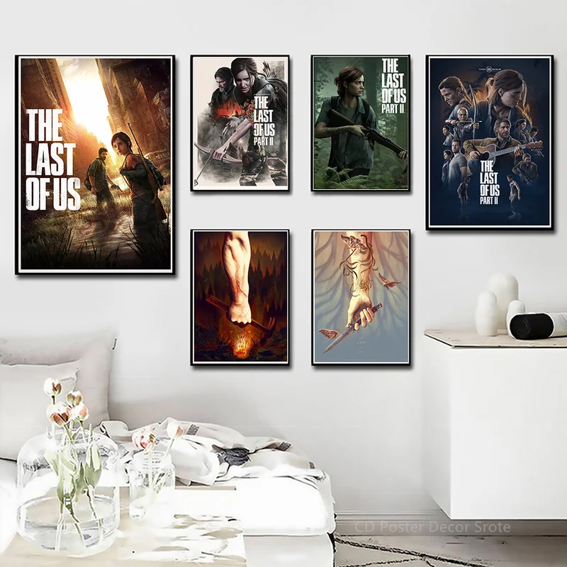 Hot The Last of Us Part 2 Poster Custom Posters Self-adhesive DIY Home Room Cafe Bar Decor Aesthetic Art Wall Painting Sticker