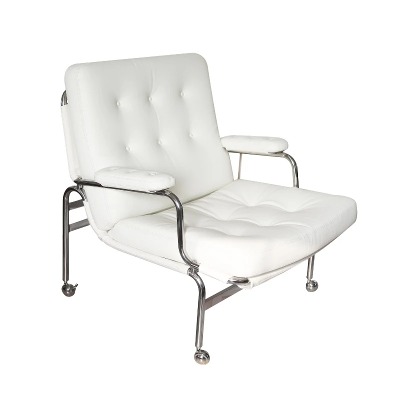 

White Cowhide Designer Sofa Chair Modern Simple Single Movable Karin Casual Armchair