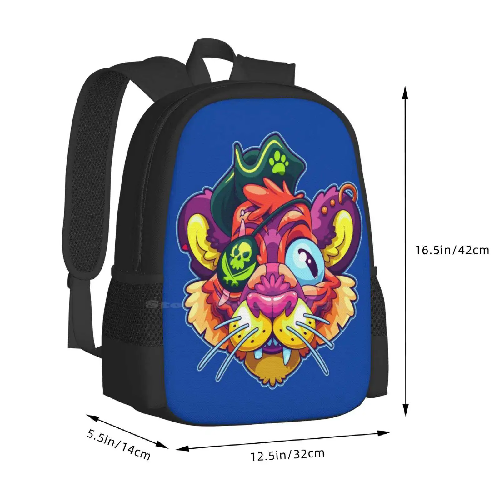 Eye Of The Tiger Hot Sale Schoolbag Backpack Fashion Bags Eye Of The Tiger Pirate Captain Big Cat Saber Eye Patch Kitty Kittens