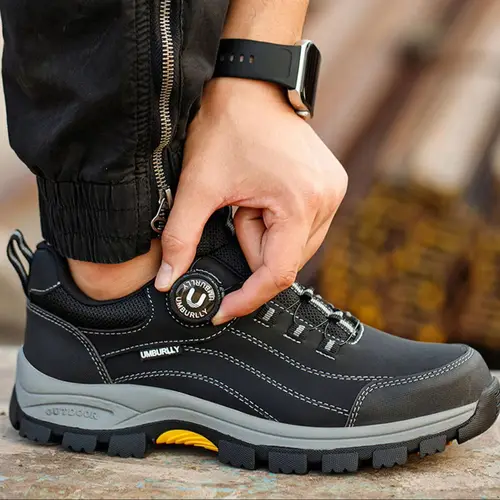 Imagen 2 del producto Zapatos de seguridad con cabeza de acero para hombre, suela ligera resistente a pinchazos y golpes, parte superior transpirable para zapatos de trabajo de taller al aire libre