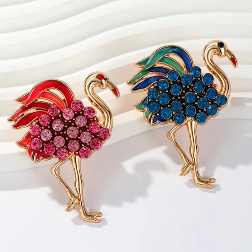 Fashionable red-crowned crane brooch, anti-exposure pin for women, metal button to fix clothes, wedding party gift