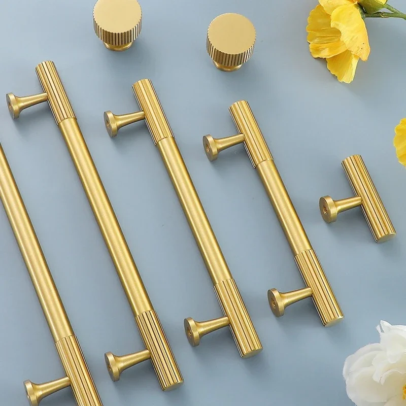 النمط الحديث/خطوط عمودية الصلبة النحاس مقابض أدراج T مقبض للبار غرفة نوم تسحب مقبض سحب باب خزانة المطبخ