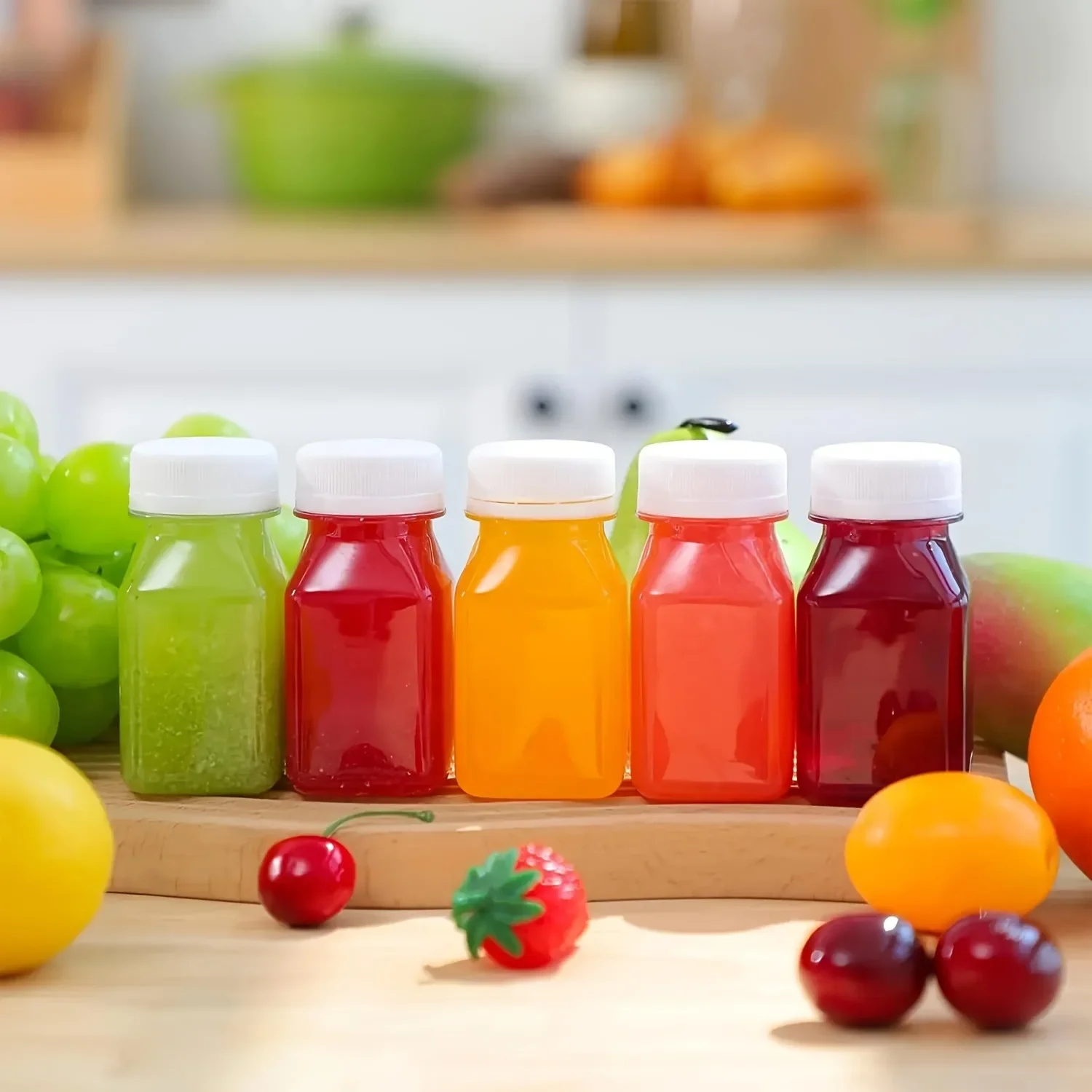 12pcs Plastic Juice Bottles with Caps,  Juice Containers with Tamper Proof Lids  ClearBottles for Juicing, Milk, Smoothie, Drink