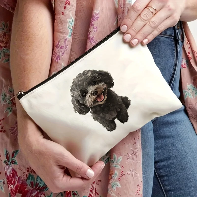 プードルの化粧バッグ - 多機能ジッパーポーチ、ジュエリー収納バッグ、旅行に最適なジッパー付き小型収納バッグ。