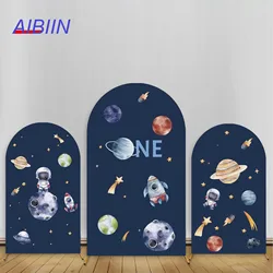 Space Universe Happy One Year Birthday Arch Backdrop Cover Astronaut Planets Sky Star Boy Adventure Baby Party Decor Background