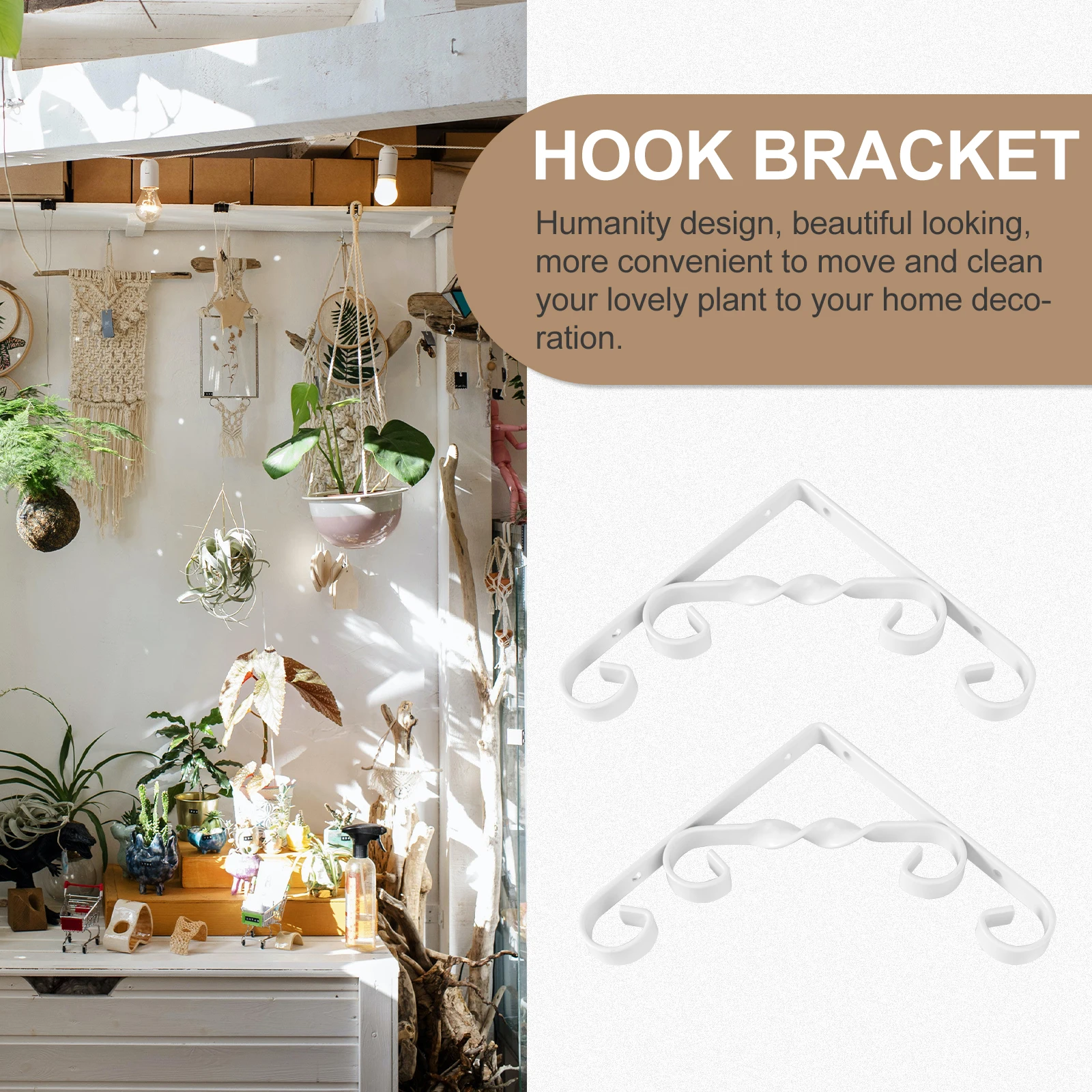 

2 Pcs Iron Bracket Flower Pot Hanging Basket Metal Brackets for Flowerpot Wall-mounted