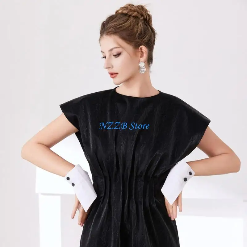 T21F أصفاد المعصم غير النظامية الأكمام المزخرفة بأكمام فو ، ملحق ذراع ، ملابس الأعمال اليومية وبدلة الأحداث التجارية #4