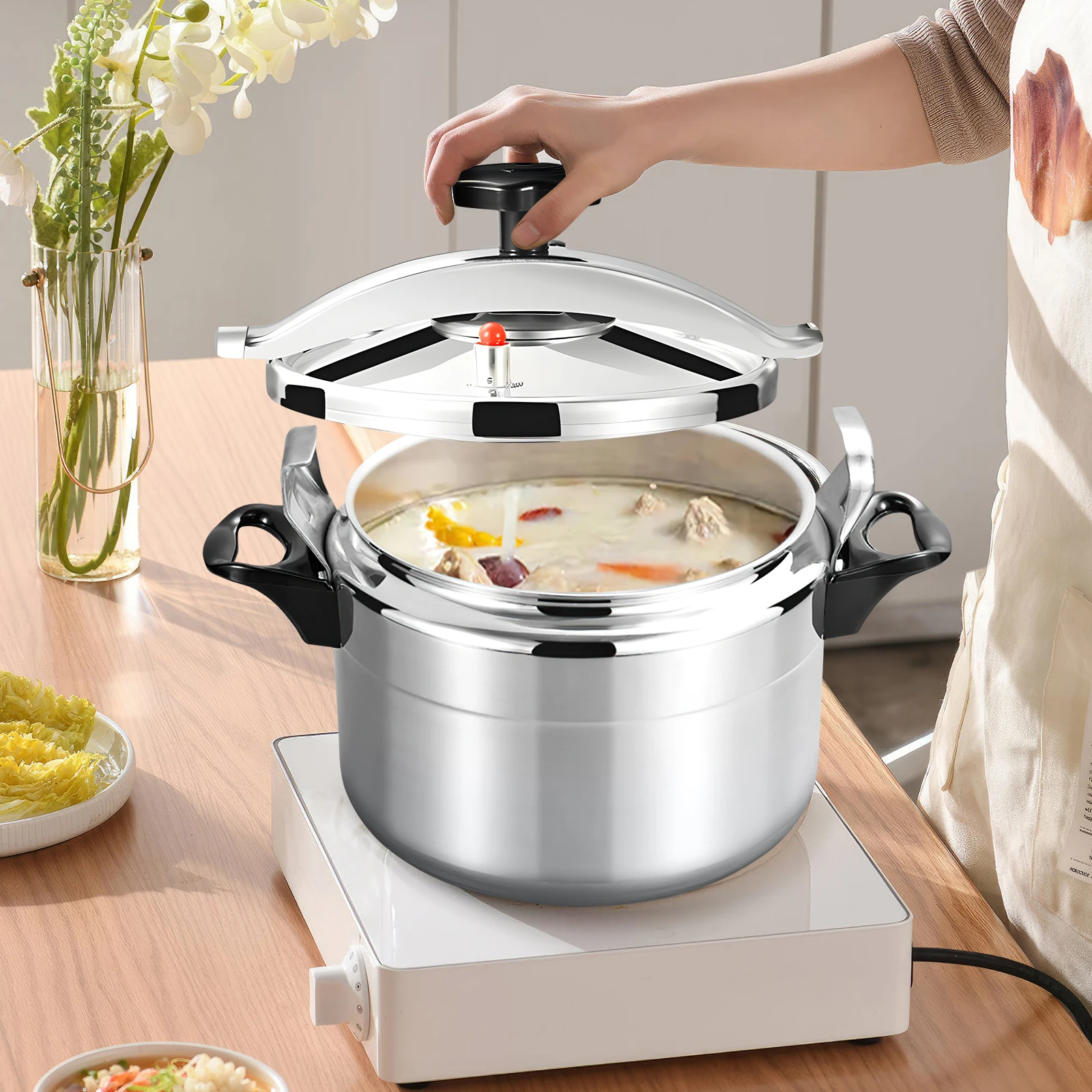 Casserole à pression anti-explosion en aluminium multi-usages, robuste, compatible avec les cuisinières à gaz, pour la maison et les restaurants