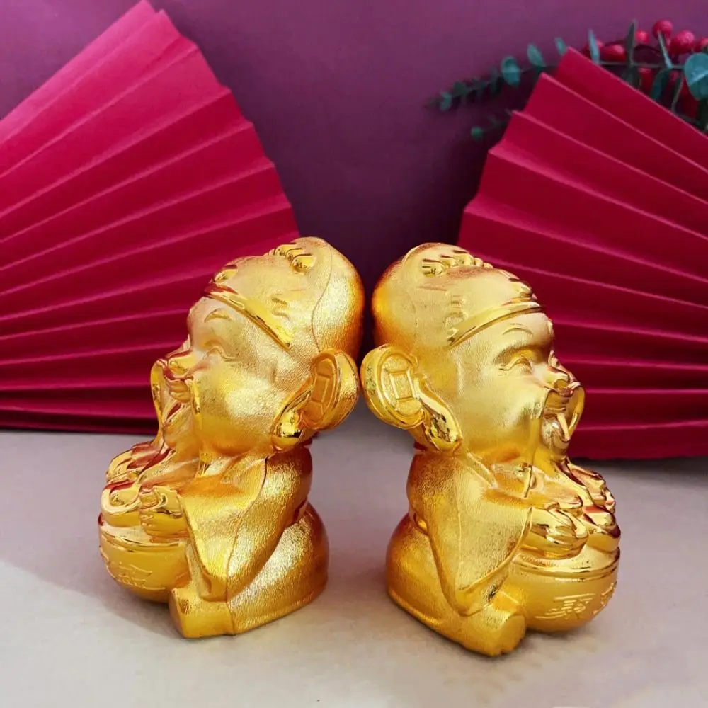 Gold Cartoon Piggy Bank Good Luck Thickened God of Wealth Coin Jar Durable Anti-fall Coin Saving Box New Year Celebration