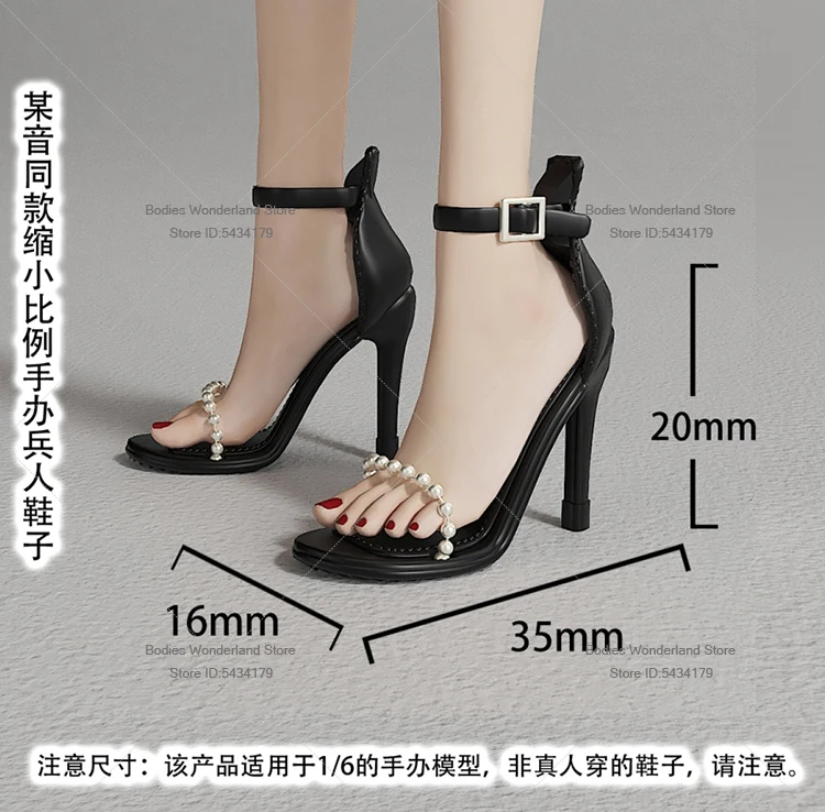 1/6 Scale Female Soldier Stiletto Sandals Shoes Sexy Rhinestone High Heels Dollhouse Accessory Fit 12'' Action Figure Toys Body