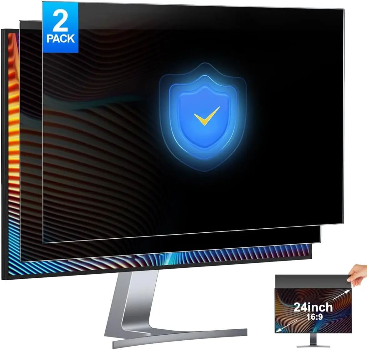 2 Pack 24 Inch Computer Privacy Screen Filter Anti-Spy Glare Protector Film for Widescreen Monitor with 16:9 Aspect Ratio