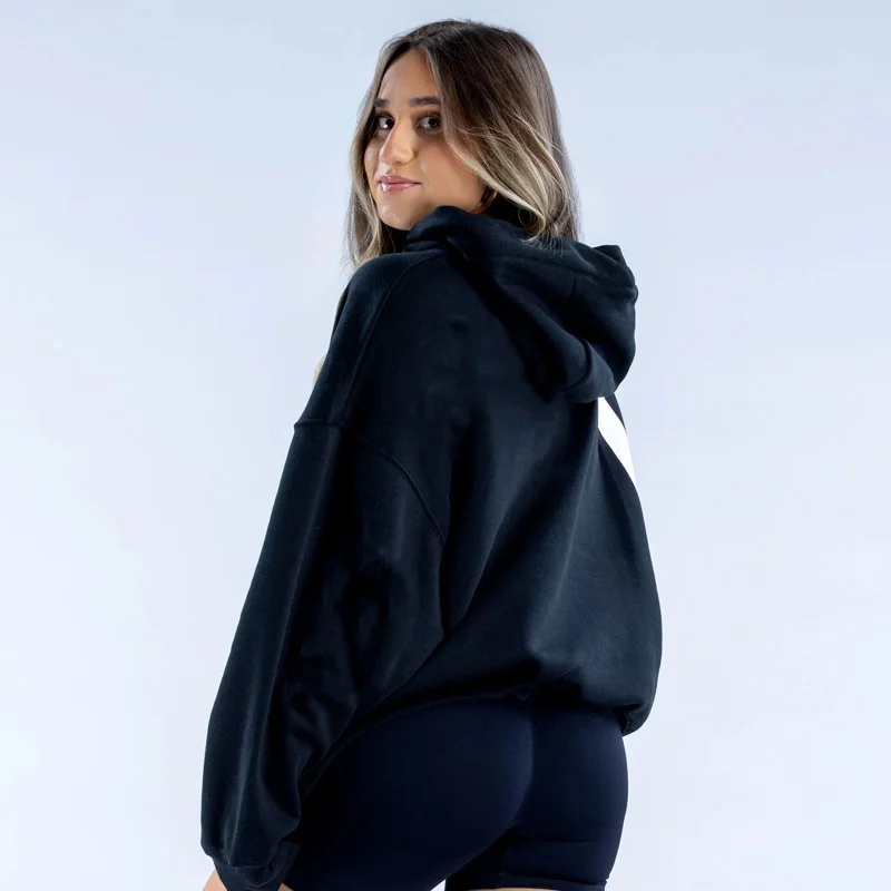 ملابس هاراجوكو الأوروبية والأمريكية، بلوفر عصري مطبوع عليه حروف، سويت شيرت نسائي رياضي بأكمام طويلة مع قلنسوة