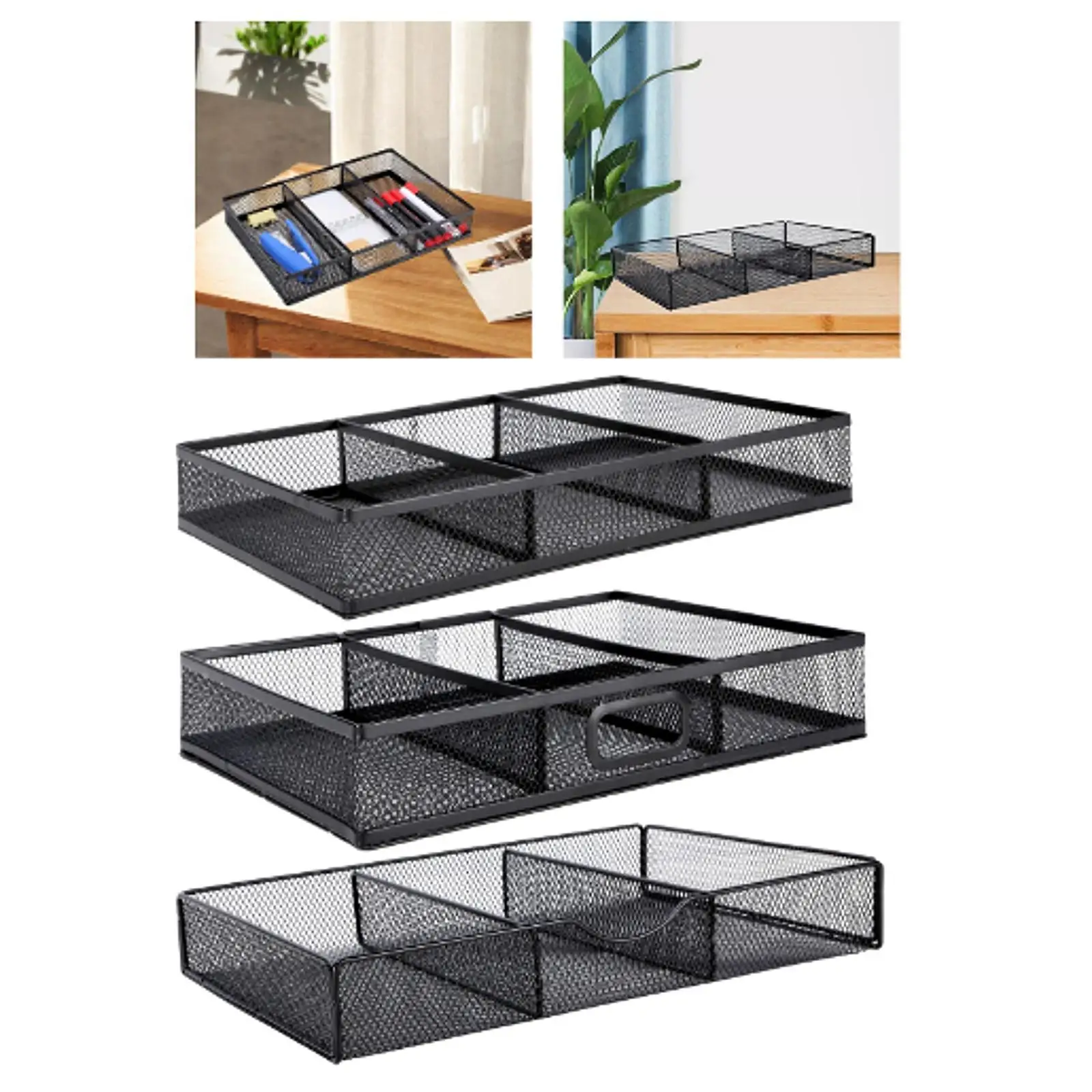 Desk Drawer Organizer Tray Versatile Organizer Convenient Simple Metal Portable Storage Box Mesh Desk Storage Tray for Home Desk