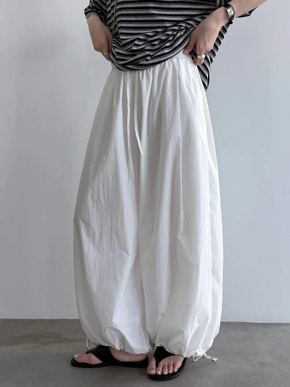 

Women Casual Stretch High Waist Good Quality Summer Pants Fashion Big Wide Leg Pants Women Clothes Ninth Length Trousers Pink