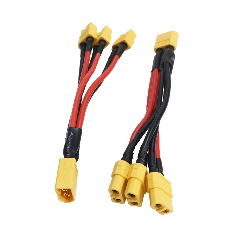 4 قطعة XT60 موصل البطارية المتوازي ذكر/أنثى المزدوج تمديد 3-Way 14AWG سلك السيليكون Y الفاصل 100 مللي متر لشاحن البطارية #5