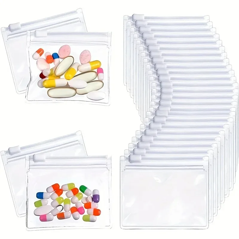 

20pcs Travel Medicine Storage Bag, Reusable EVA Pill Packaging Bags, Zipper Medicine Bag Set Pill Container