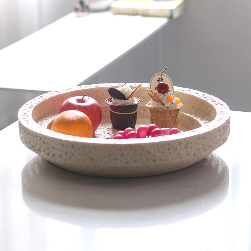 New Chinese style wabi-**** wind imitation yellow cave stone pattern tray fruit plate display plate sales office bedroom model h