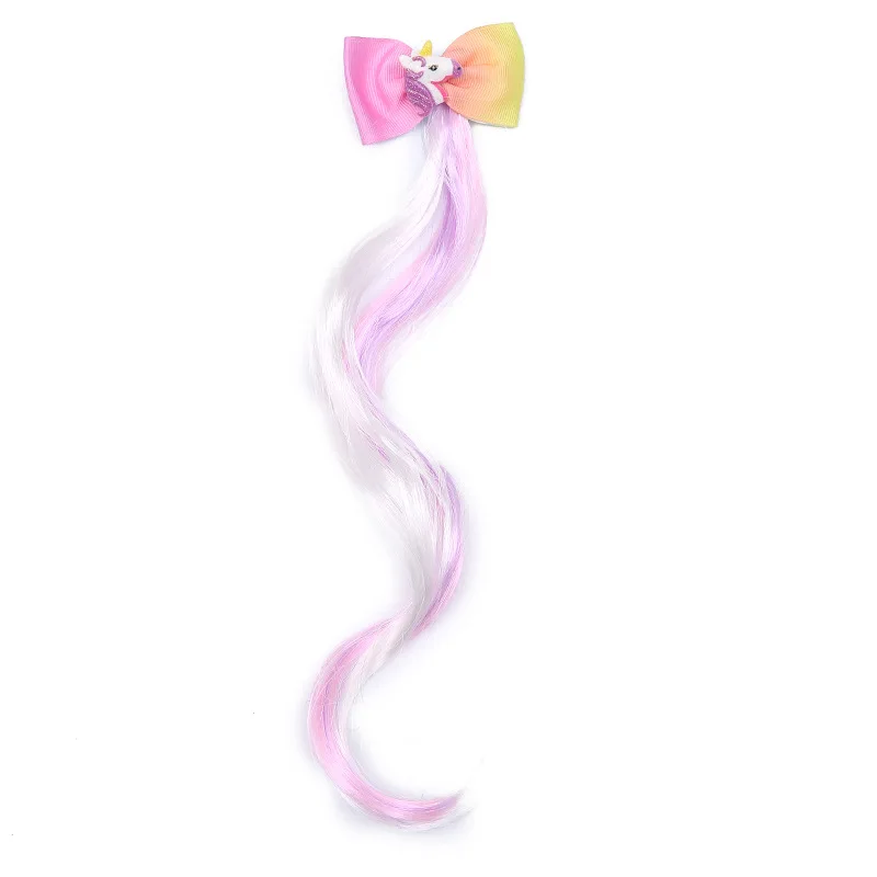 Children Unicorn Colorful Wig Hairpins Hair Accessories Kids Girls Hairclip Fake Hair Twist Braid Headdress Hair Clips Barrettes