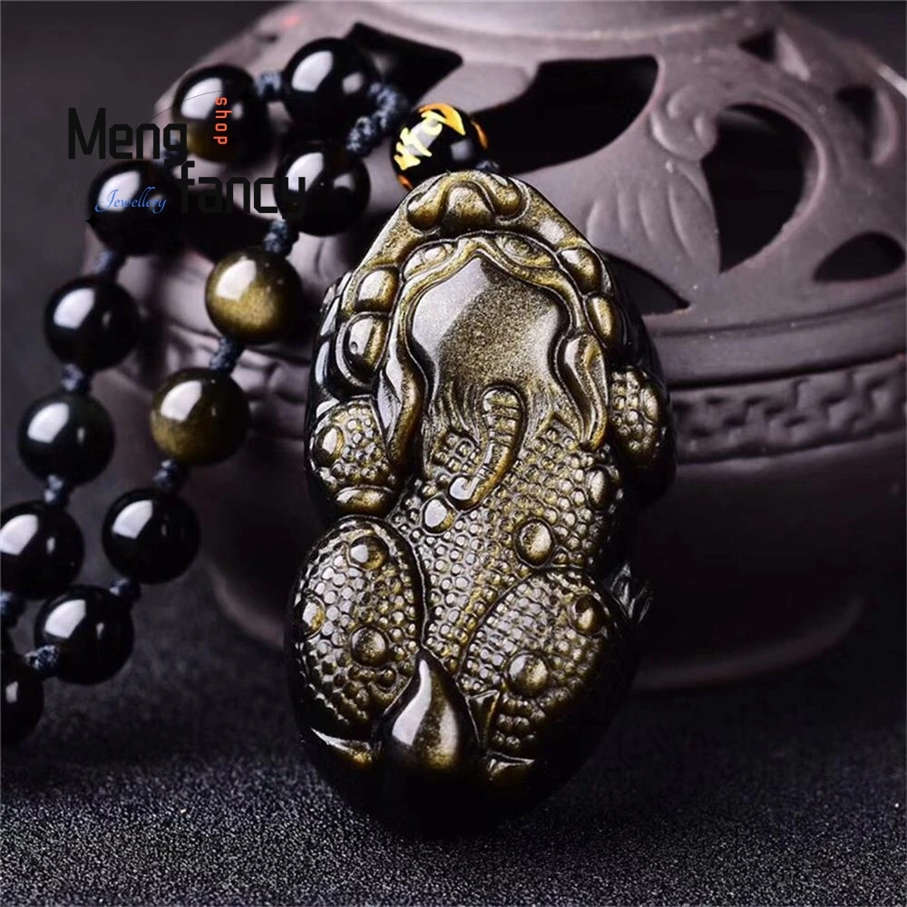 

Natural Gold Obsidian Ruyi Pixiu Pendant Exquisite Charm Fashion Luxury Jewelry Best Selling Handicraft Women Men Holiday Gift