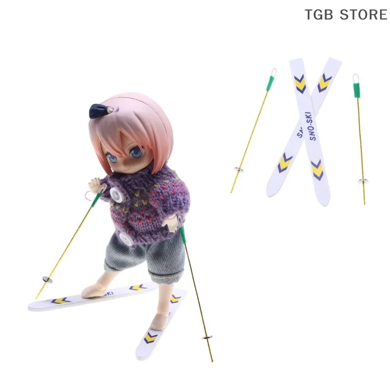 1Set Kerstdecoratie Houten Skibord Scène Miniatuur Poppenhuis Kerst Accessoires Kinderen Speelgoed Cadeau