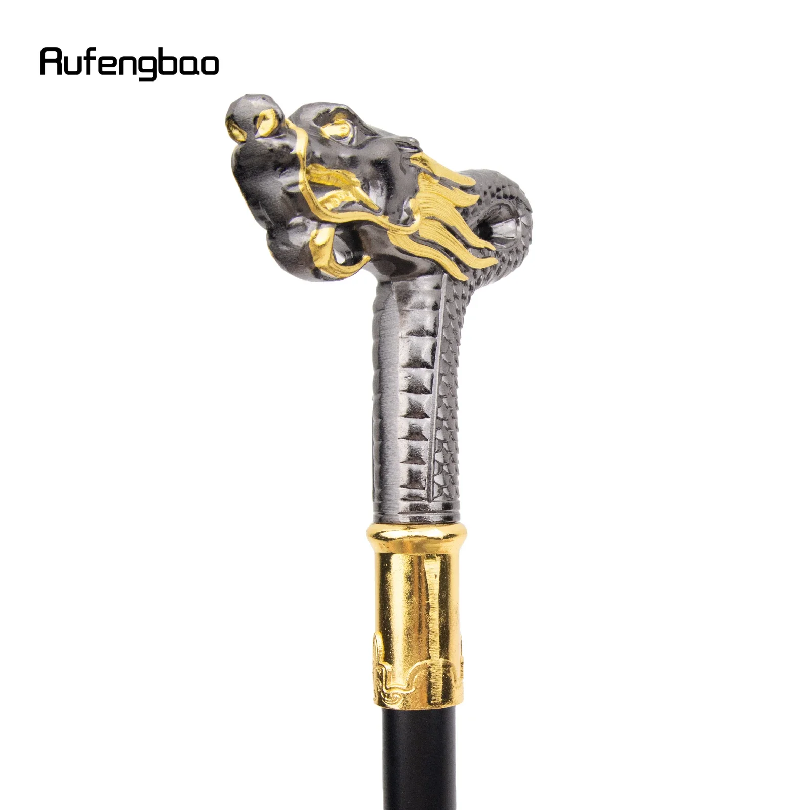 Golden Black Dragon Head แฟชั่นเดิน Stick ตกแต่ง Stick Cosplay Vintage Party แฟชั่นเดิน Cane Crosier 90 ซม